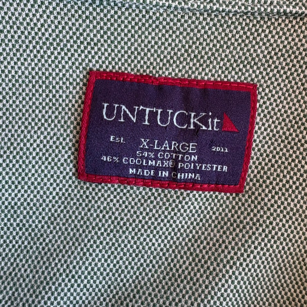UNTUCKit Mens XL Sage Green Coolmax Cotton Blend Long Sleeve Button Down Shirt - Picture 4 of 5